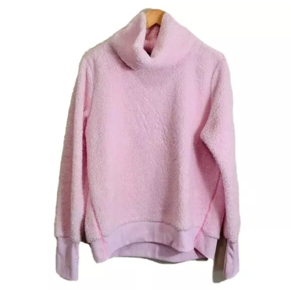 Zelos Pink Fleece Cowl Neck Pullover Sweater in Pink Women's (Size: Large)